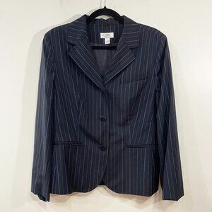 EUC VTG Ann Taylor 98% Wool Pinstripe Blazer Navy 14, XL